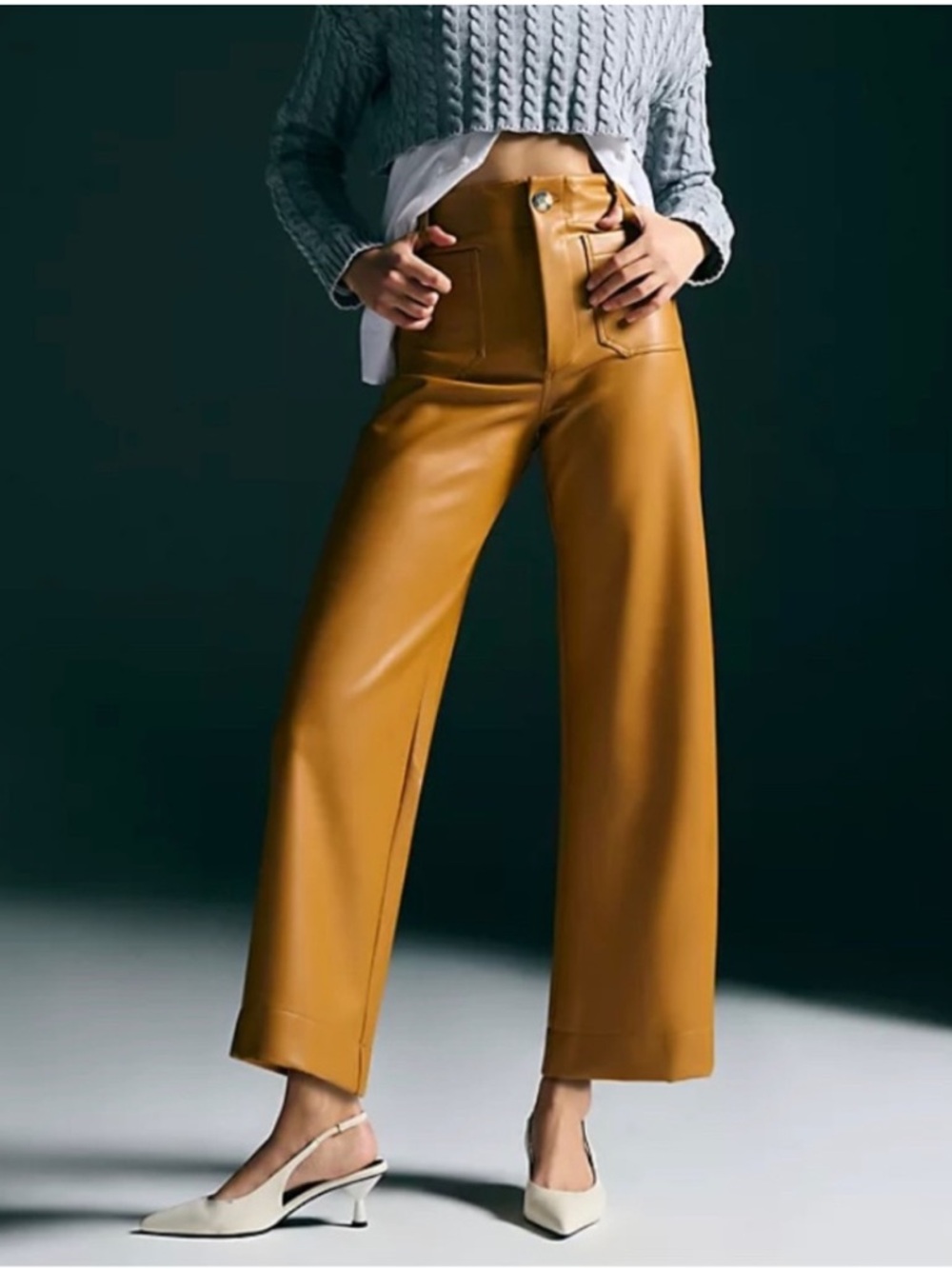 Maeve Colette Faux Leather Tan Pants from Anthropologie Size 27